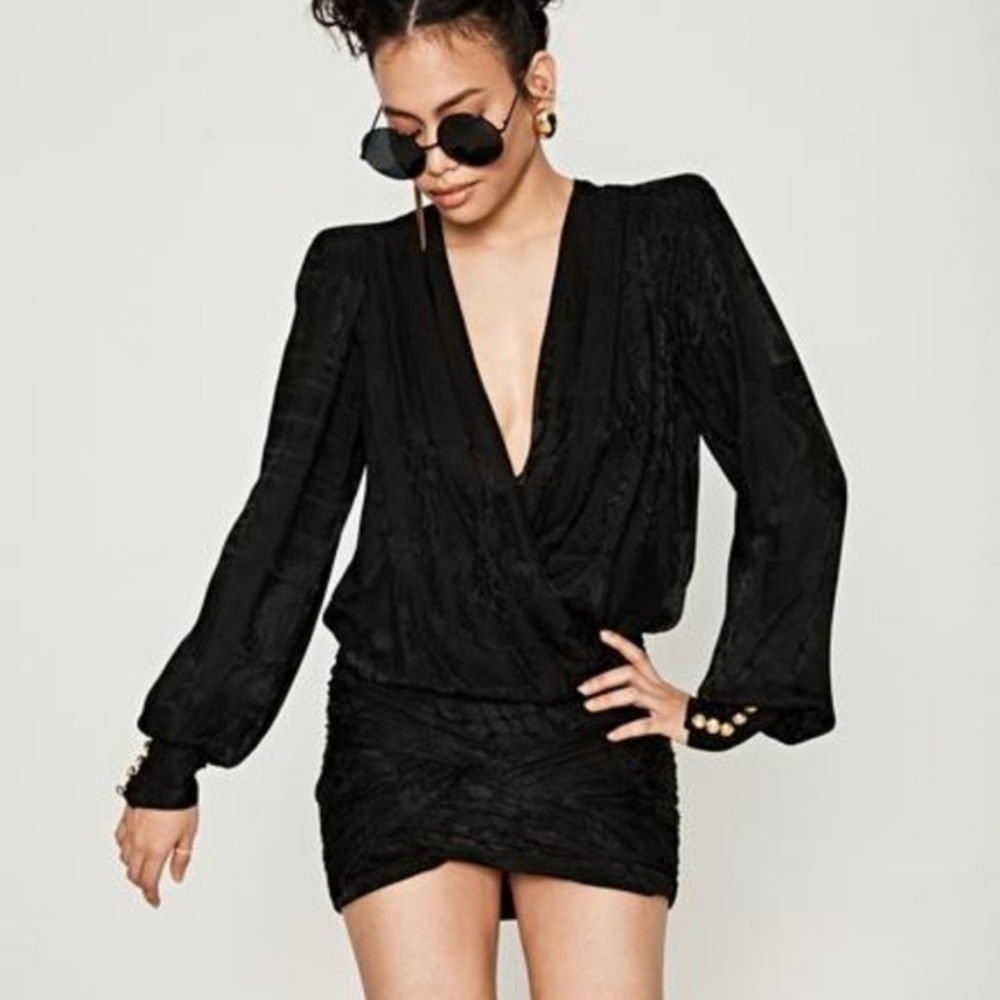 NWT H&M x Balmain Black Silk Mini Dress